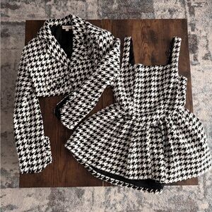 Stylish Houndstooth Jacket and Dress Set